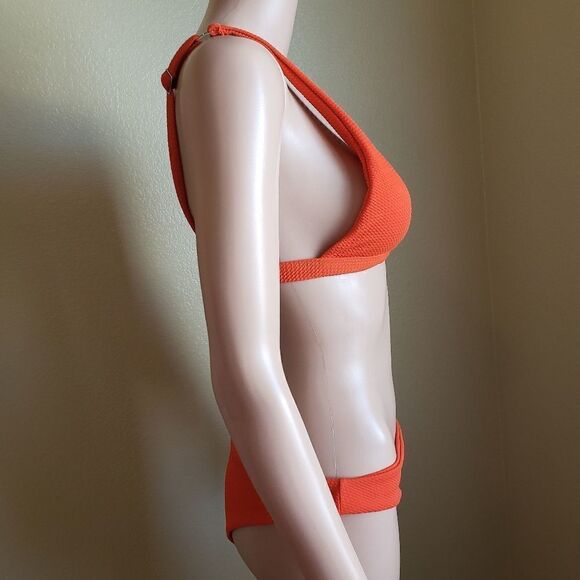 Women's Low Waist Padded Scoop Bikini Set Tangerine - Picture 2 of 13